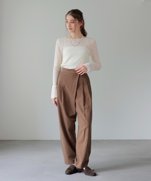 Jines(ジネス)の「とろみツイルアシメタックパンツ(スラックス・レディース・ブラック/モカ・38)」の16枚目の写真