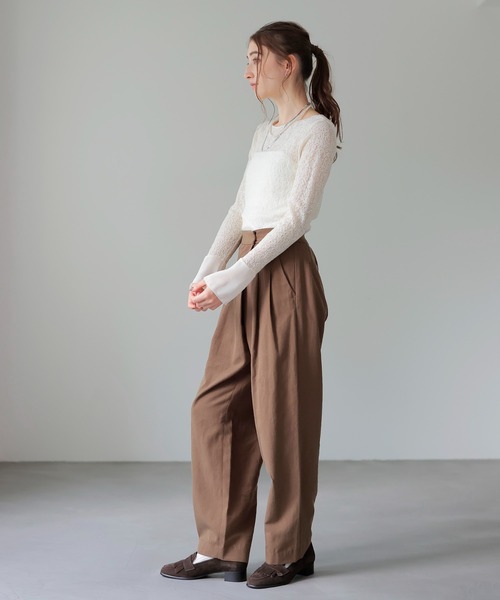 Jines(ジネス)の「とろみツイルアシメタックパンツ(スラックス・レディース・ブラック/モカ・38)」の17枚目の写真