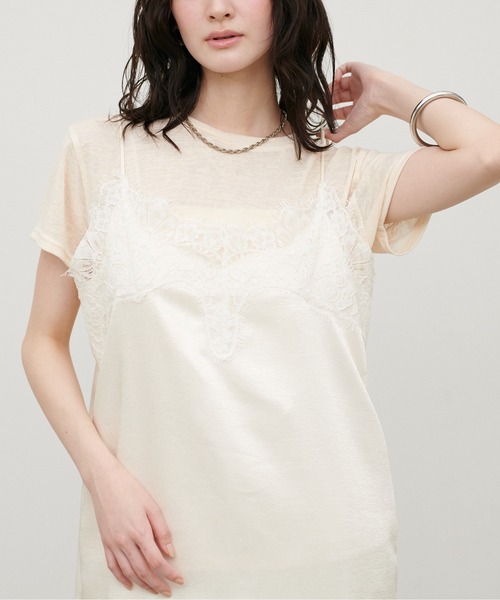 LARUTA(ラルータ)の「【LARUTA】スラブ天竺Tシャツ(Tシャツ/カットソー・レディース・パープル/ブラウン/アイボリー/モカ・FREE)」の7枚目の写真