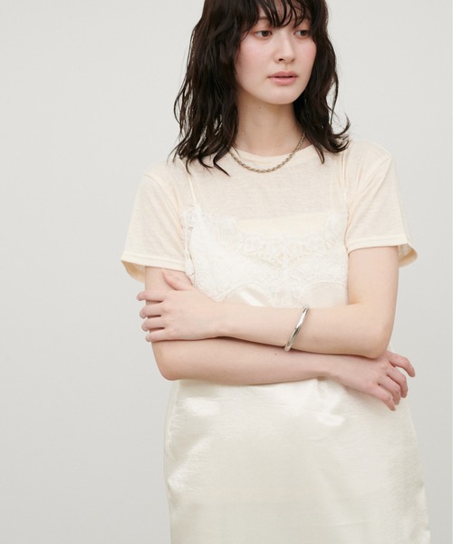 LARUTA(ラルータ)の「【LARUTA】スラブ天竺Tシャツ(Tシャツ/カットソー・レディース・パープル/ブラウン/アイボリー/モカ・FREE)」の8枚目の写真
