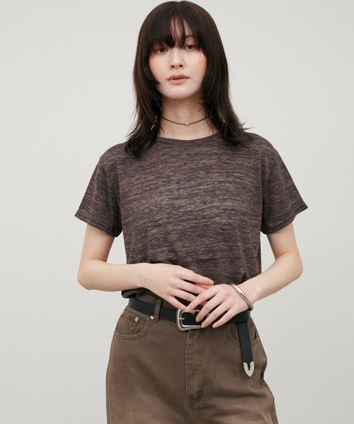 LARUTA(ラルータ)の「【LARUTA】スラブ天竺Tシャツ(Tシャツ/カットソー・レディース・パープル/ブラウン/アイボリー/モカ・FREE)」の13枚目の写真