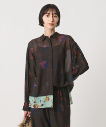 フラワー パネル プリント シャツ ‐ウォッシャブル‐