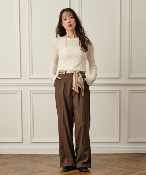 Nunc.(ヌンク)の「【カシミヤシルク】シアーリブプルオーバー(Tシャツ/カットソー・レディース・モカ/イエロー/ブラック/オフホワイト/サックスブルー・38)」の9枚目の写真