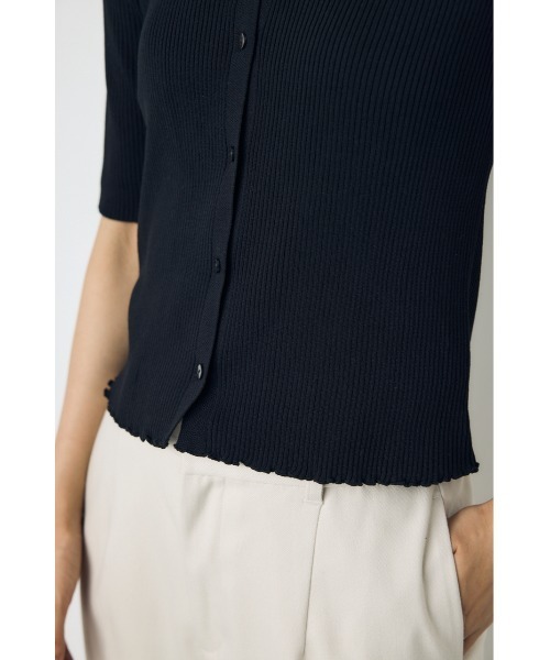 AZUL by moussy（アズールバイマウジー）の「【身長/骨格別着用画像あり】ネックレース5分袖ニットトップス 春服 夏服 秋服 サマーニット（ニット/セーター・レディース・ブラック/ボルドー/杢グレー・FREE）」の11枚目の写真