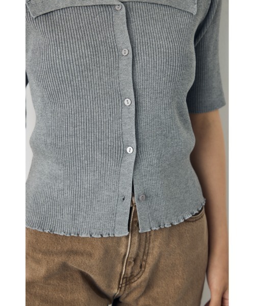 AZUL by moussy（アズールバイマウジー）の「【身長/骨格別着用画像あり】ネックレース5分袖ニットトップス 春服 夏服 秋服 サマーニット（ニット/セーター・レディース・ブラック/ボルドー/杢グレー・FREE）」の18枚目の写真