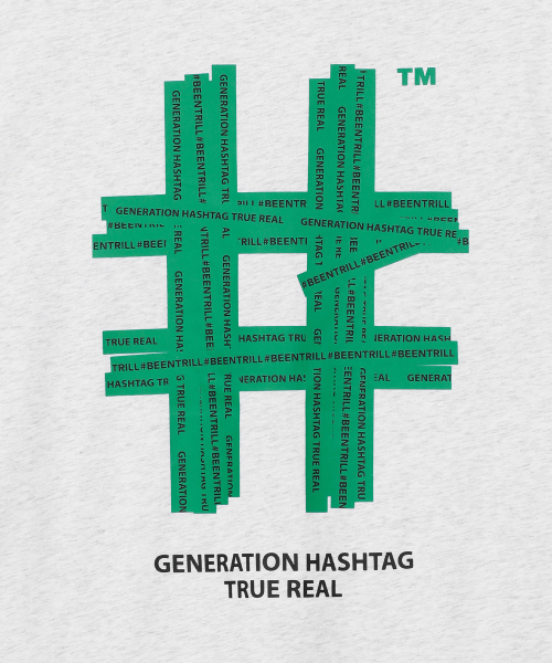 BEENTRILL（ビントリル）の「グリーンテーピングハッシュタグオーバーサイズ半袖Tシャツ（アイスグレー）（Tシャツ/カットソー・レディース・その他・2XL/LARGE/X-LARGE/MEDIUM/SMALL）」の3枚目の写真
