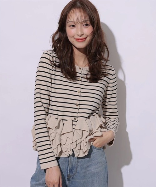 Mystrada(マイストラーダ)の「ラッフルフリルヘムニットカーディガン(ニット/セーター・レディース・ホワイト/ブラック/ベージュ/ピンク系その他3・38)」の4枚目の写真