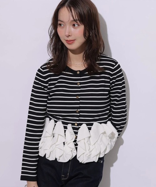Mystrada(マイストラーダ)の「ラッフルフリルヘムニットカーディガン(ニット/セーター・レディース・ホワイト/ブラック/ベージュ/ピンク系その他3・38)」の6枚目の写真