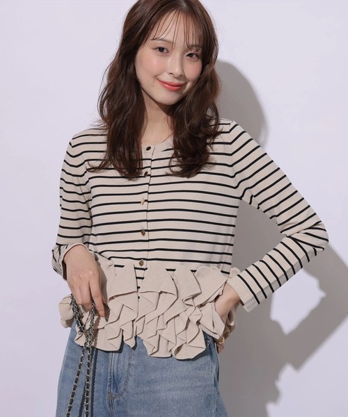 Mystrada(マイストラーダ)の「ラッフルフリルヘムニットカーディガン(ニット/セーター・レディース・ホワイト/ブラック/ベージュ/ピンク系その他3・38)」の16枚目の写真