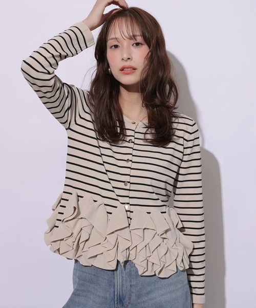 Mystrada(マイストラーダ)の「ラッフルフリルヘムニットカーディガン(ニット/セーター・レディース・ホワイト/ブラック/ベージュ/ピンク系その他3・38)」の5枚目の写真