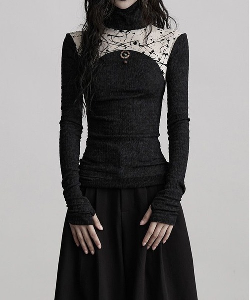 AsheKsha(アシクシャ)の「ハイネック スリム長袖トップス(その他トップス・レディース・ブラック・M)」の4枚目の写真