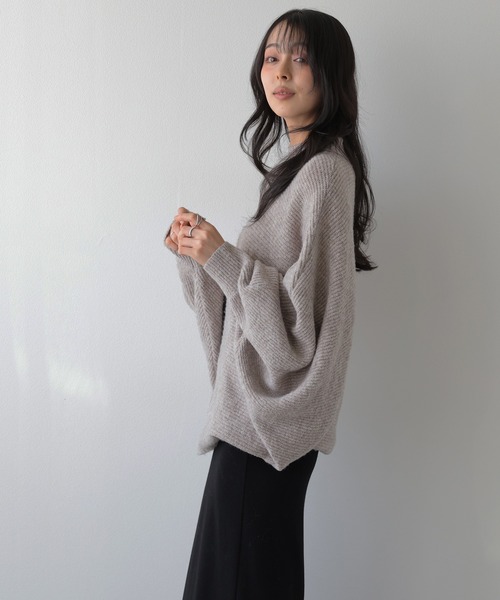 La-gemme(ラジェム)の「ドルマンニットトップス/ハイネック/体型カバー(ニット/セーター・レディース・モカ/アイボリー/グレー/ブラック・フリー)」の8枚目の写真