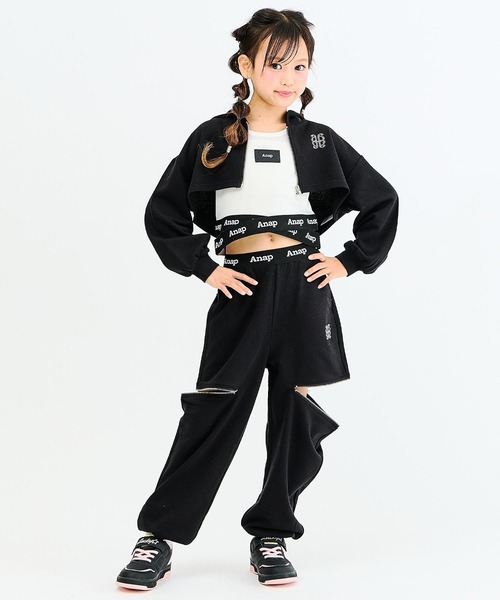 ANAP kids（アナップキッズ）の「サイドジップ ジョガーパンツ【セットアップ対応】（その他パンツ・キッズ・ブラック/ライトピンク/ライトグレー・120/130/110/140）」の4枚目の写真