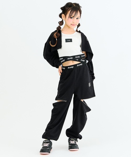 ANAP kids（アナップキッズ）の「サイドジップ ジョガーパンツ【セットアップ対応】（その他パンツ・キッズ・ブラック/ライトピンク/ライトグレー・120/130/110/140）」の6枚目の写真