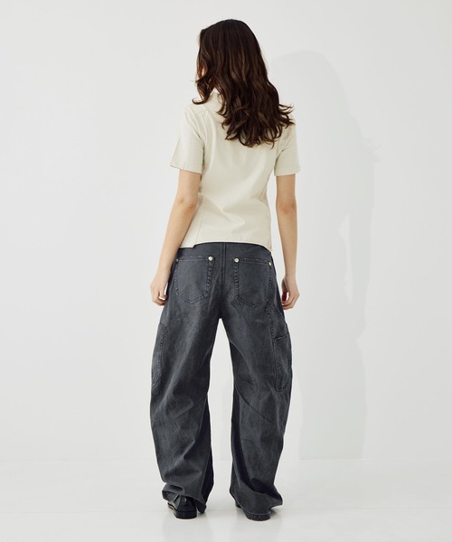 CONZ（コンズ）の「cut out slim T-shirt（Tシャツ/カットソー・レディース・ブラック/オフホワイト/ダークグレー・1/2/3）」の9枚目の写真