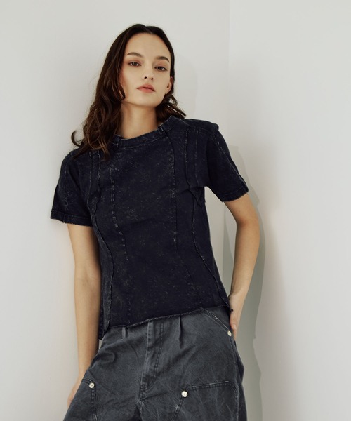 CONZ（コンズ）の「cut out slim T-shirt（Tシャツ/カットソー・レディース・ブラック/オフホワイト/ダークグレー・1/2/3）」の12枚目の写真