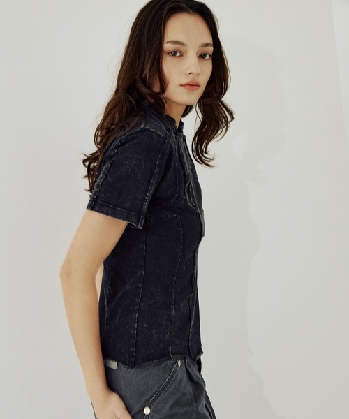 CONZ（コンズ）の「cut out slim T-shirt（Tシャツ/カットソー・レディース・ブラック/オフホワイト/ダークグレー・1/2/3）」の13枚目の写真