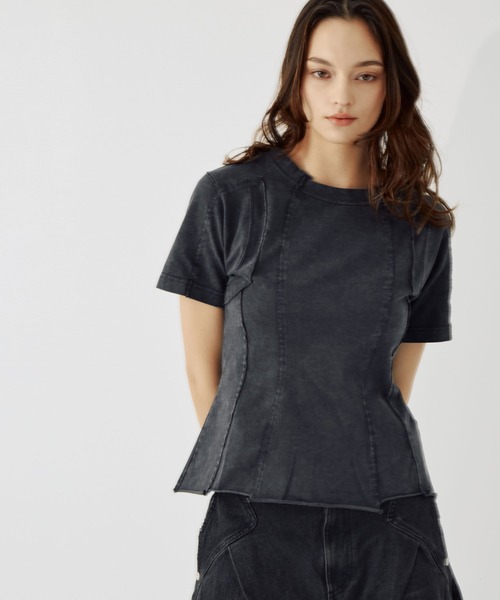 CONZ（コンズ）の「cut out slim T-shirt（Tシャツ/カットソー・レディース・ブラック/オフホワイト/ダークグレー・1/2/3）」の18枚目の写真