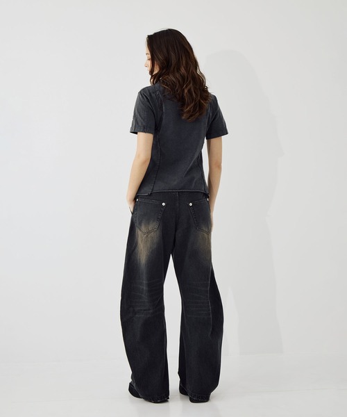 CONZ（コンズ）の「cut out slim T-shirt（Tシャツ/カットソー・レディース・ブラック/オフホワイト/ダークグレー・1/2/3）」の19枚目の写真