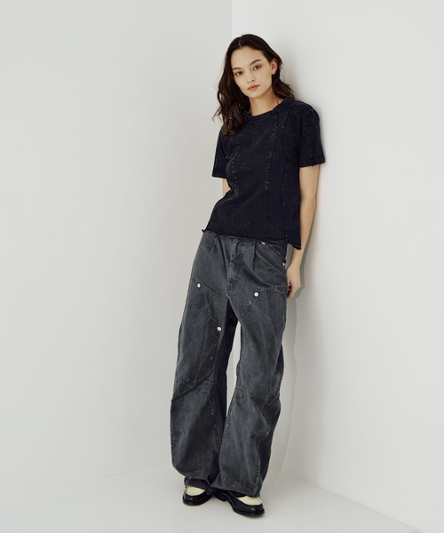 CONZ（コンズ）の「cut out slim T-shirt（Tシャツ/カットソー・レディース・ブラック/オフホワイト/ダークグレー・1/2/3）」の15枚目の写真