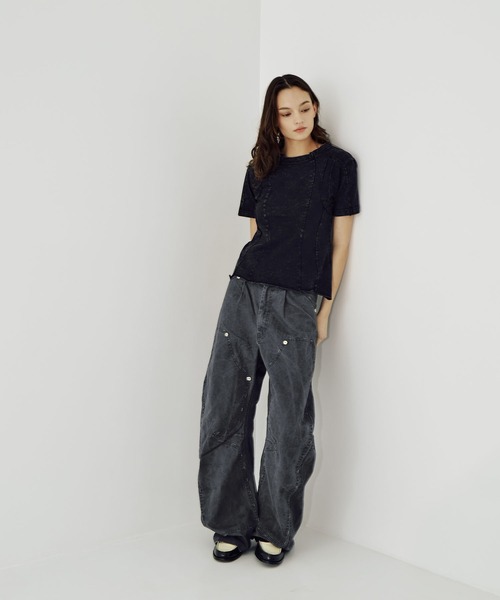 CONZ（コンズ）の「cut out slim T-shirt（Tシャツ/カットソー・レディース・ブラック/オフホワイト/ダークグレー・1/2/3）」の17枚目の写真