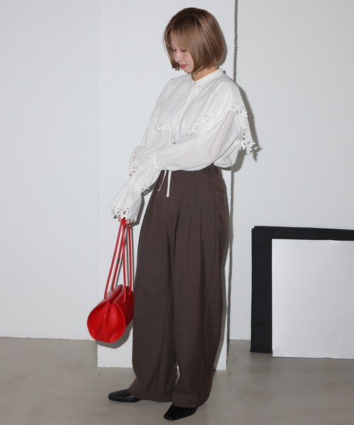 SLOBE IENA（スローブイエナ）の「《襟取り外し可/》刺繍カラーボリュームスリーブブラウス（シャツ/ブラウス・レディース・サックスブルー/ホワイト・FREE）」の8枚目の写真