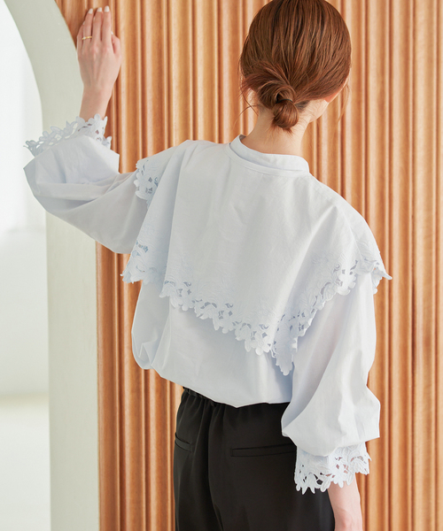 SLOBE IENA（スローブイエナ）の「《襟取り外し可/》刺繍カラーボリュームスリーブブラウス（シャツ/ブラウス・レディース・サックスブルー/ホワイト・FREE）」の20枚目の写真