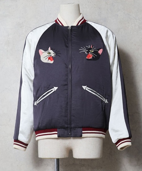 HOUSTON(ヒューストン)の「HOUSTON スカジャン(CAT)(スカジャン・メンズ・チャコール/ターコイズブルー/レッド・X-LARGE/XX-LARGE)」の2枚目の写真