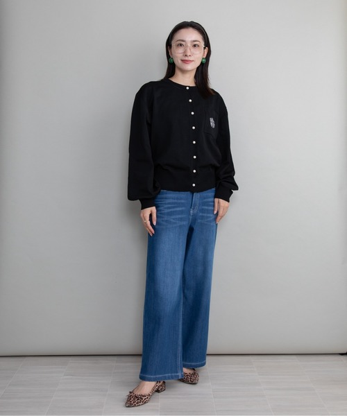 lodie(ロディ)の「胸ロゴ刺繍ニットカーデ(カーディガン/ボレロ・レディース・ベージュ/ブラック/グレー・FREE)」の5枚目の写真