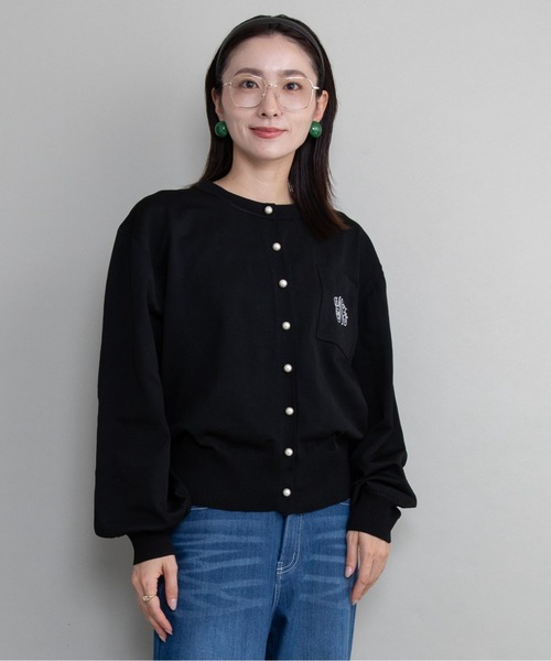 lodie(ロディ)の「胸ロゴ刺繍ニットカーデ(カーディガン/ボレロ・レディース・ベージュ/ブラック/グレー・FREE)」の14枚目の写真
