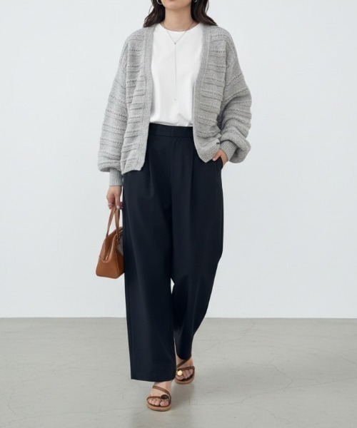umune（ウムネ）の「ゆるっとしたシルエットが可愛い♪大人カジュアルなローゲージニット（ニット/セーター・レディース・ダークブラウン/ベージュ/チャコールグレー/ライトグレー・FREE）」の13枚目の写真