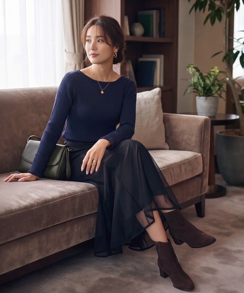 STYLE DELI（スタイルデリ）の「【DELI by】シアーレイヤードフレアロングスカート（スカート・レディース・ブラック・M）」の3枚目の写真