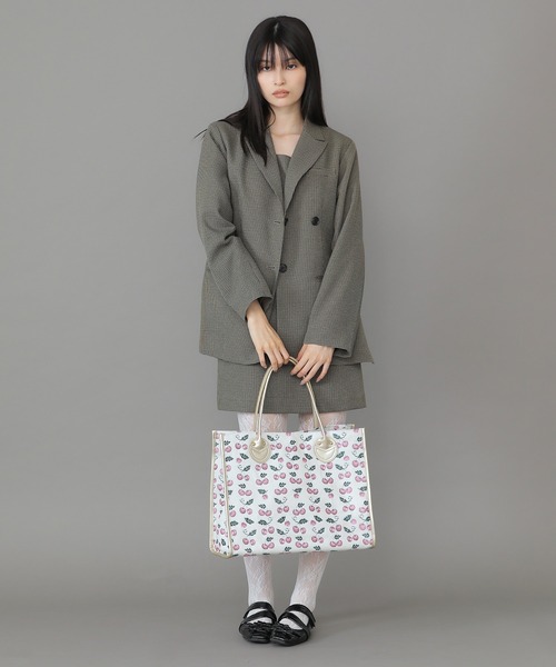 Casselini（キャセリーニ）の「Casselini(キャセリーニ)ジャガードビッグトート（トートバッグ・レディース・グレー/アイボリー/ブラック・FREE）」の9枚目の写真