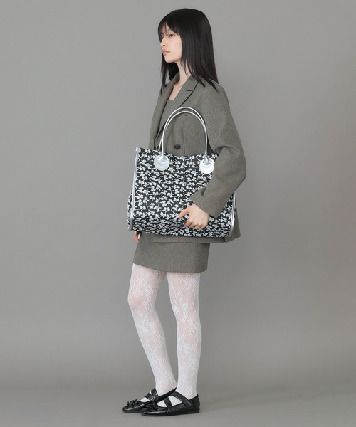 Casselini（キャセリーニ）の「Casselini(キャセリーニ)ジャガードビッグトート（トートバッグ・レディース・グレー/アイボリー/ブラック・FREE）」の19枚目の写真