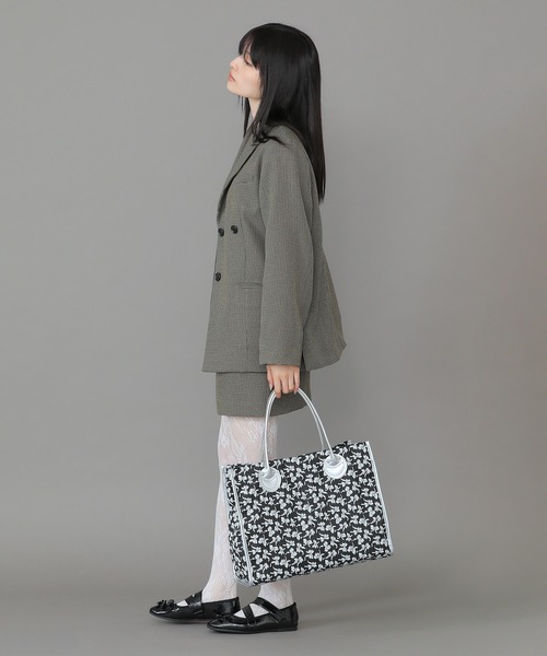 Casselini（キャセリーニ）の「Casselini(キャセリーニ)ジャガードビッグトート（トートバッグ・レディース・グレー/アイボリー/ブラック・FREE）」の20枚目の写真