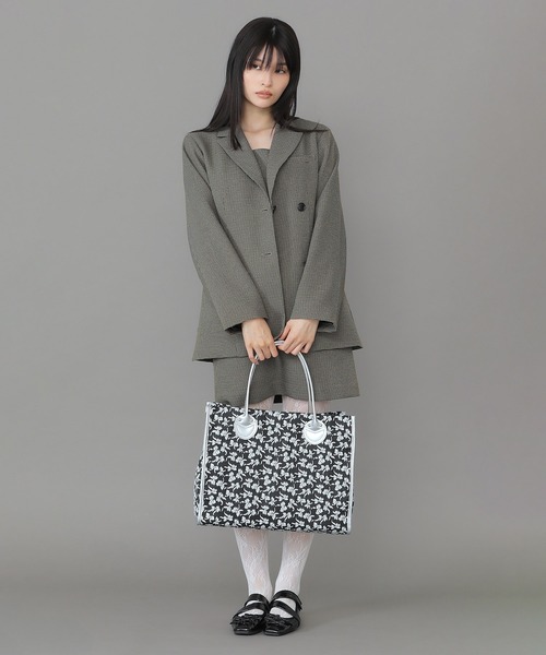 Casselini（キャセリーニ）の「Casselini(キャセリーニ)ジャガードビッグトート（トートバッグ・レディース・グレー/アイボリー/ブラック・FREE）」の21枚目の写真