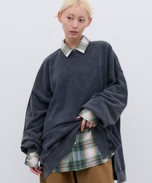【WEB限定】【着るだけで自然と体型カバーが叶う】アシッド加工ビッグシルエットスウェット
