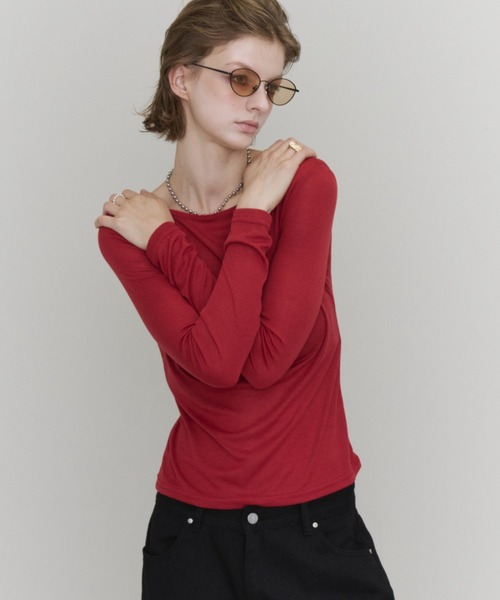 Rohwel(ローウェル)の「Sheer Basic Long Sleeve Tee / シアーベーシックロングスリーブT(Tシャツ/カットソー・レディース・ブラック/グレー/ミント/レッド・FREE)」の21枚目の写真