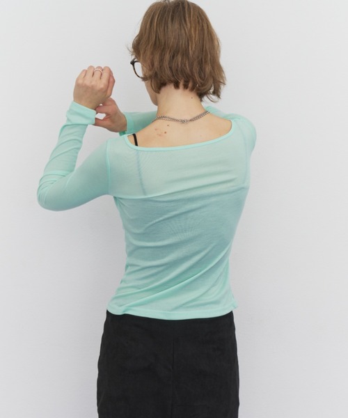 Rohwel(ローウェル)の「Sheer Basic Long Sleeve Tee / シアーベーシックロングスリーブT(Tシャツ/カットソー・レディース・ブラック/グレー/ミント/レッド・FREE)」の12枚目の写真