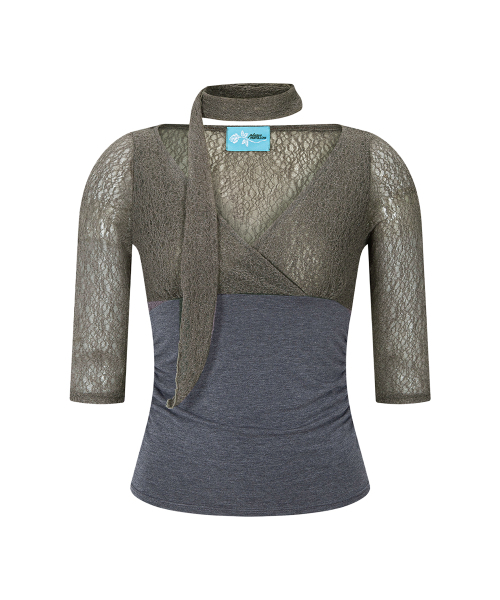 PLEASENOFOLLOW(プリーズノーフォロー)の「Heidi Shirring Long Sleeve Top (Khaki)(Tシャツ/カットソー・レディース・その他・FREE)」の2枚目の写真