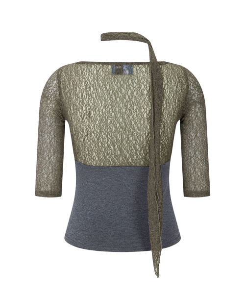 PLEASENOFOLLOW(プリーズノーフォロー)の「Heidi Shirring Long Sleeve Top (Khaki)(Tシャツ/カットソー・レディース・その他・FREE)」の3枚目の写真