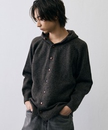 Shaggy Knit High Neck Hooded Cardigan / シャギーニット ハイネック フーデッドカーディガン