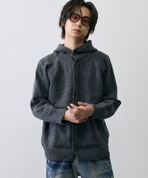 Shaggy Knit High Neck Hooded Cardigan / シャギーニット ハイネック フーデッドカーディガン