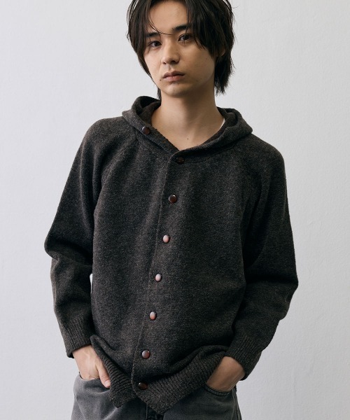 Shoowtime(ショウタイム)の「Shaggy Knit High Neck Hooded Cardigan / シャギーニット ハイネック フーデッドカーディガン(ニット/セーター・メンズ・ダークブラウン/グレー・X-LARGE/LARGE/MEDIUM)」の3枚目の写真