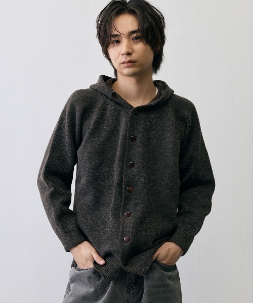 Shoowtime(ショウタイム)の「Shaggy Knit High Neck Hooded Cardigan / シャギーニット ハイネック フーデッドカーディガン(ニット/セーター・メンズ・ダークブラウン/グレー・X-LARGE/LARGE/MEDIUM)」の5枚目の写真