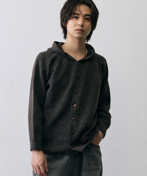 Shoowtime(ショウタイム)の「Shaggy Knit High Neck Hooded Cardigan / シャギーニット ハイネック フーデッドカーディガン(ニット/セーター・メンズ・ダークブラウン/グレー・X-LARGE/LARGE/MEDIUM)」の6枚目の写真