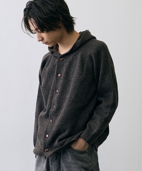 Shoowtime(ショウタイム)の「Shaggy Knit High Neck Hooded Cardigan / シャギーニット ハイネック フーデッドカーディガン(ニット/セーター・メンズ・ダークブラウン/グレー・X-LARGE/LARGE/MEDIUM)」の7枚目の写真