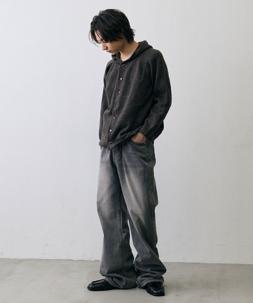 Shoowtime(ショウタイム)の「Shaggy Knit High Neck Hooded Cardigan / シャギーニット ハイネック フーデッドカーディガン(ニット/セーター・メンズ・ダークブラウン/グレー・X-LARGE/LARGE/MEDIUM)」の13枚目の写真