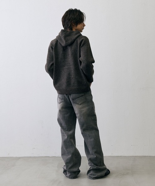 Shoowtime(ショウタイム)の「Shaggy Knit High Neck Hooded Cardigan / シャギーニット ハイネック フーデッドカーディガン(ニット/セーター・メンズ・ダークブラウン/グレー・X-LARGE/LARGE/MEDIUM)」の15枚目の写真