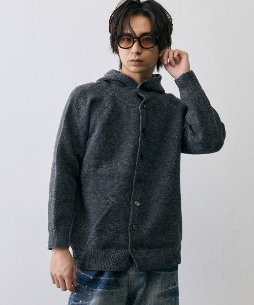 Shoowtime(ショウタイム)の「Shaggy Knit High Neck Hooded Cardigan / シャギーニット ハイネック フーデッドカーディガン(ニット/セーター・メンズ・ダークブラウン/グレー・X-LARGE/LARGE/MEDIUM)」の18枚目の写真